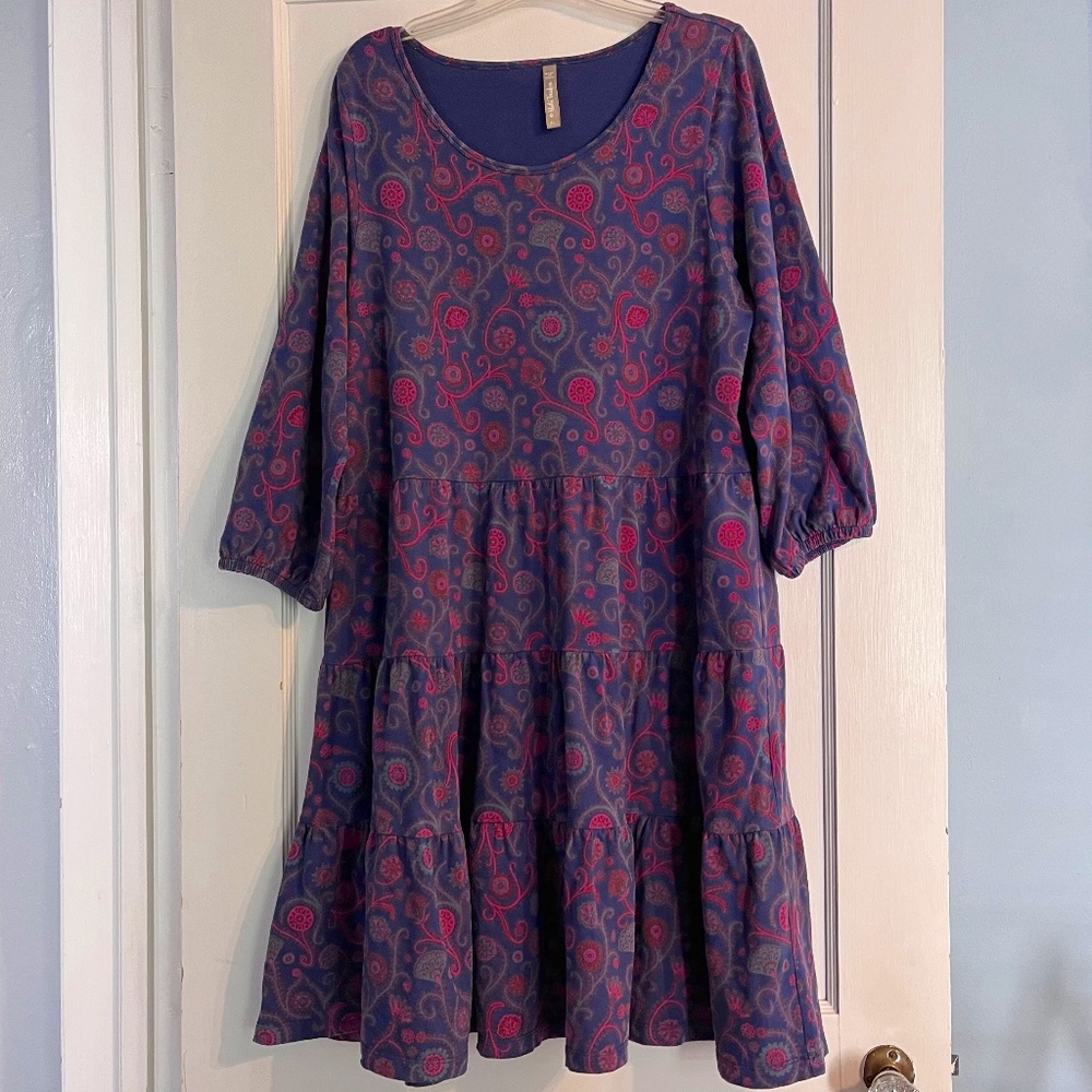 Mata Traders Bellini Magenta Suzani tiered dress